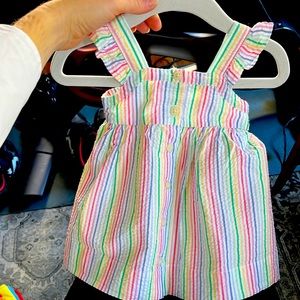 Gap seersucker rainbow striped dress set